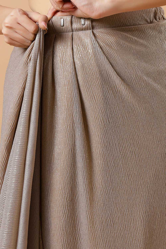 Elektra Gold Shimmer Crushed Georgette Ready to Wear Saree