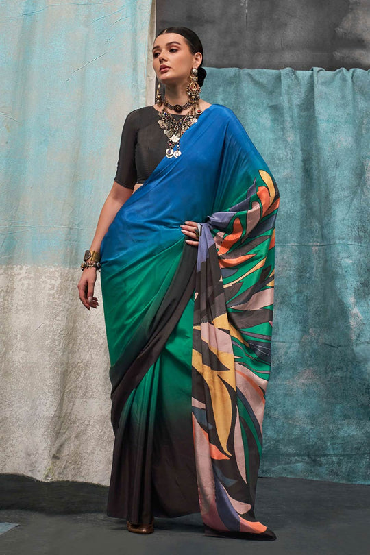 Nuri Multicolor Silk Modern Floral One Minute Saree