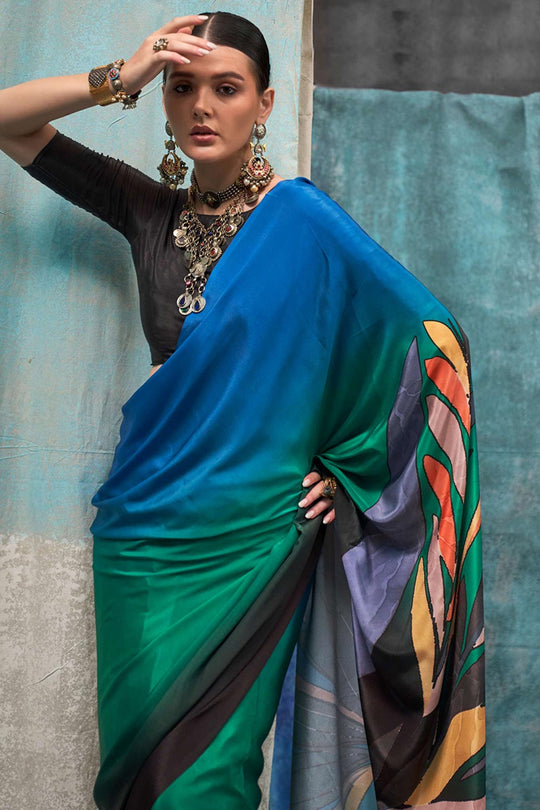 Nuri Multicolor Silk Modern Floral One Minute Saree