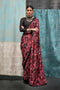 Nuri Black & Red Silk Floral One Minute Saree
