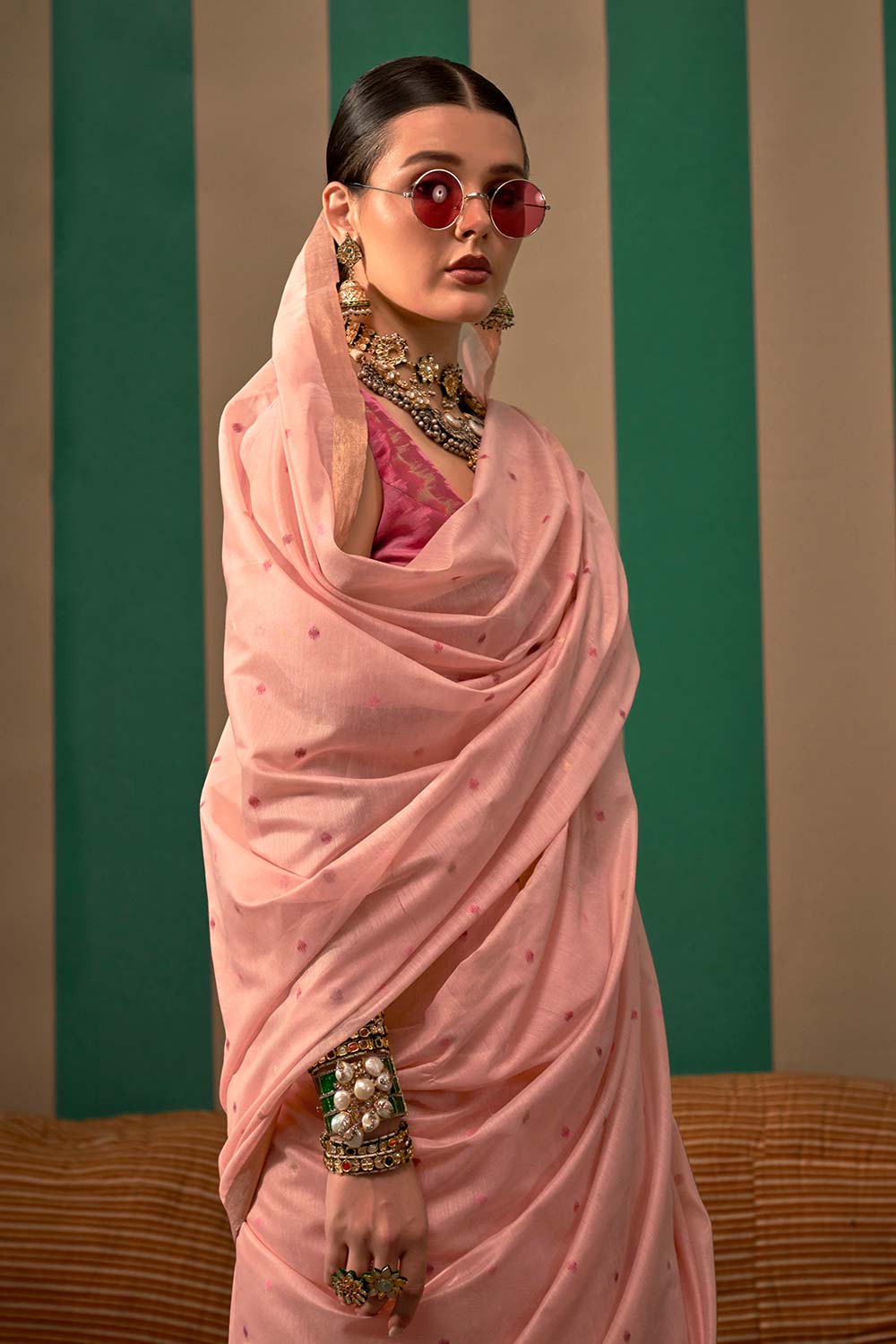 Paloma Pink Silk Traditional One Minute Saree