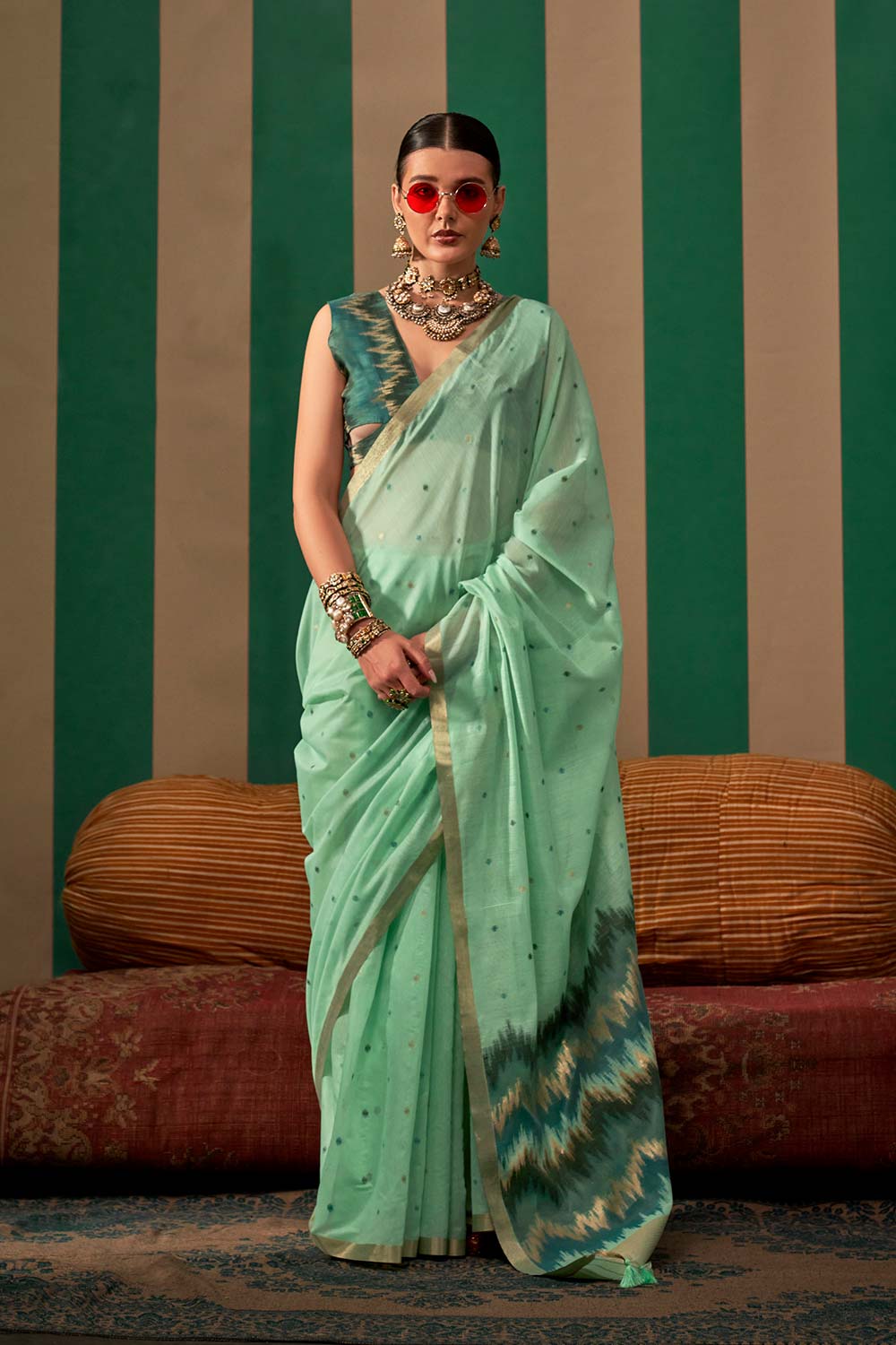 Paloma Green Silk Traditional One Minute Saree