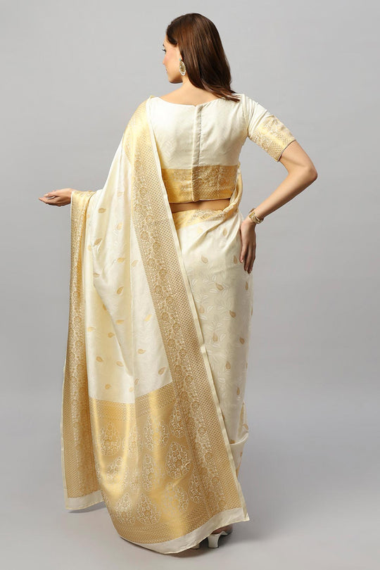 Winina White Silk Embroidered Ready to Wear One Minute Saree