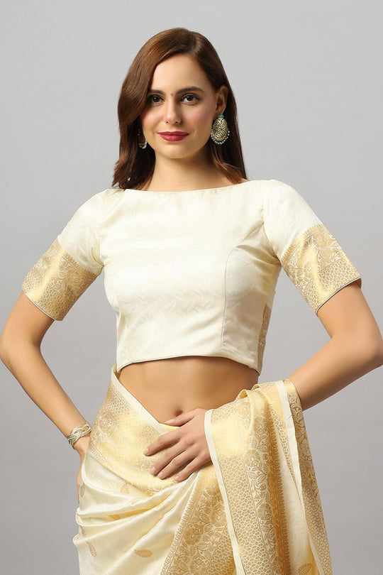 Winina White Silk Embroidered Ready to Wear One Minute Saree