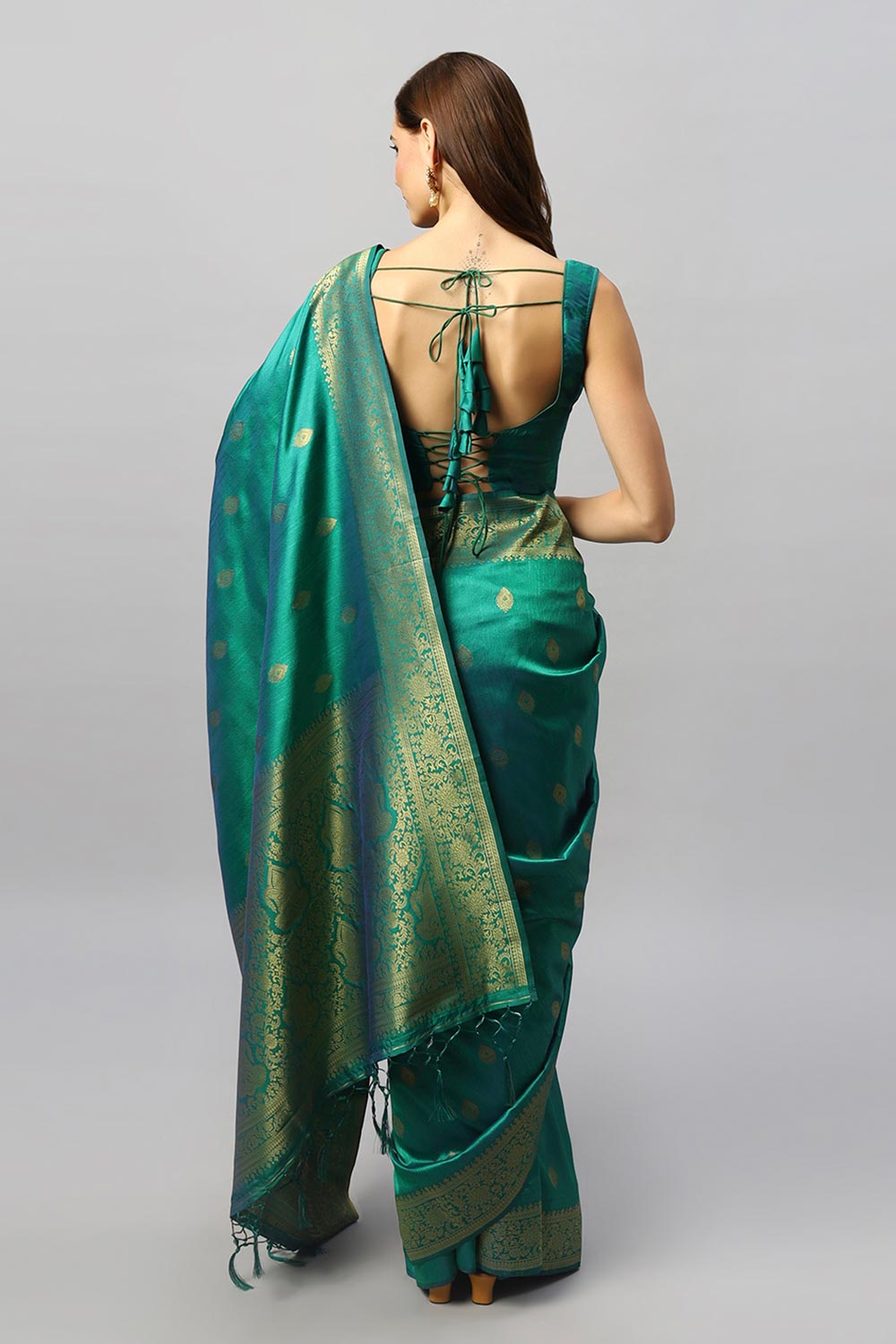 Yara Green Art Silk Weave Ready to Wear One Minute Saree
