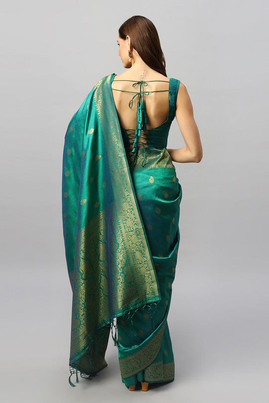 Yara Green Moss Weave Art Silk Ready2Ship One Minute Saree