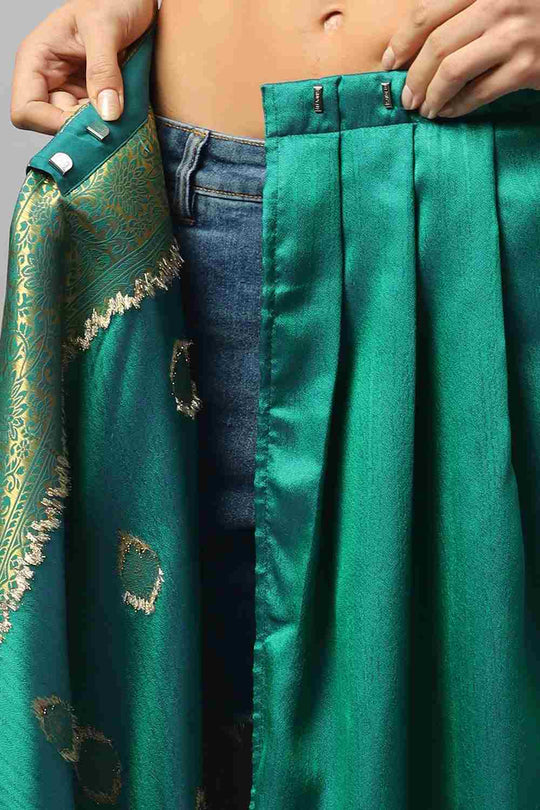 Yara Green Art Silk Weave Ready to Wear One Minute Saree