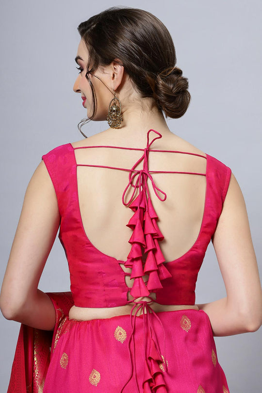 Silia Pink Art Silk Weave Ready to Wear One Minute Saree