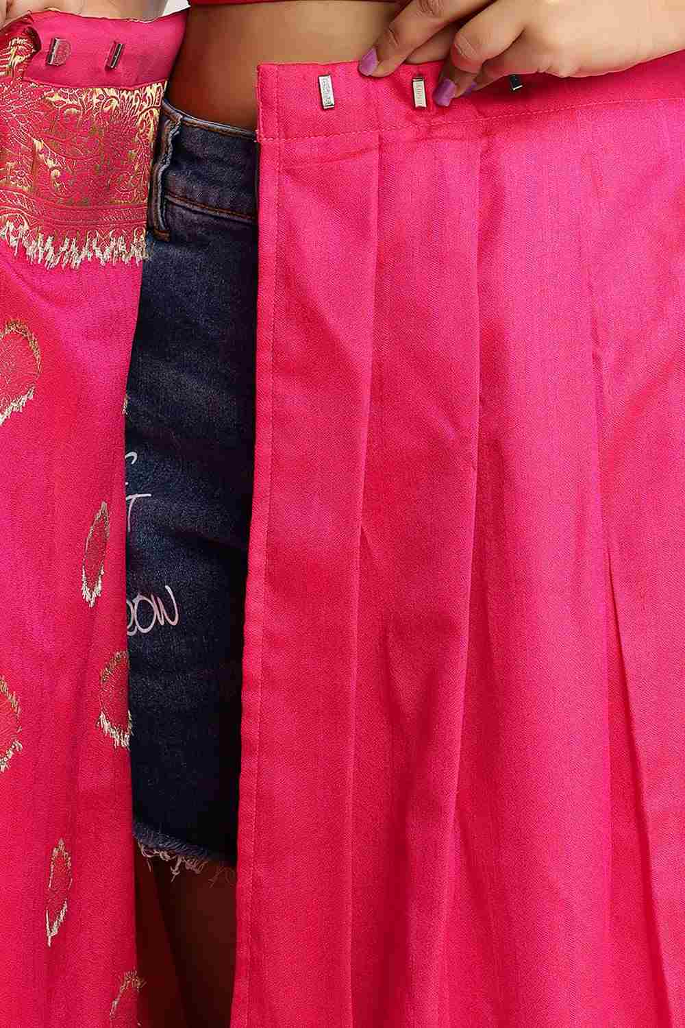 Silia Pink Art Silk Weave Ready to Wear One Minute Saree