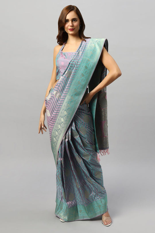 Madhu Pink Satin Two-Tone Ready to Wear One Minute Saree