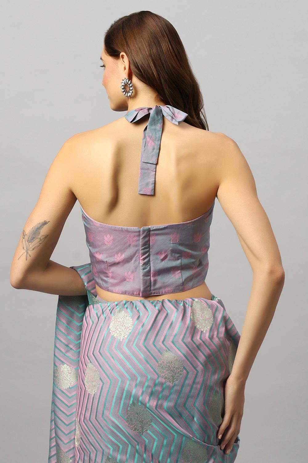 Madhu Pink Satin Two-Tone Ready to Wear One Minute Saree