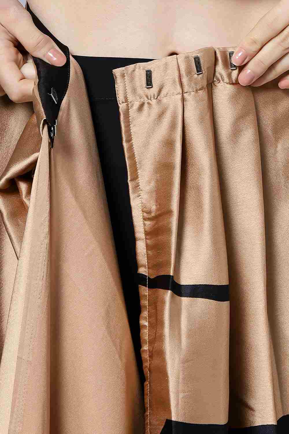 Candice Brown Satin Printed Ready2Ship One Minute Saree