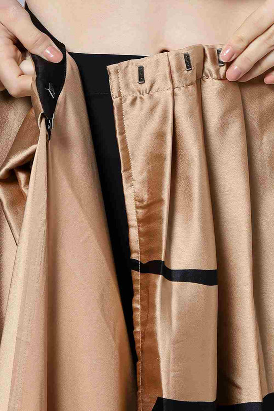 Candice Brown Satin Printed Ready2Ship One Minute Saree