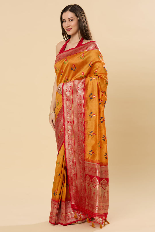 Kayla Yellow Floral Silk Woven Ready to Wear Saree