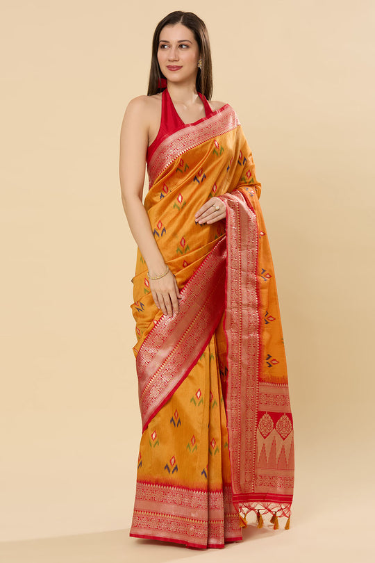 Kayla Yellow Floral Silk Woven Ready to Wear Saree