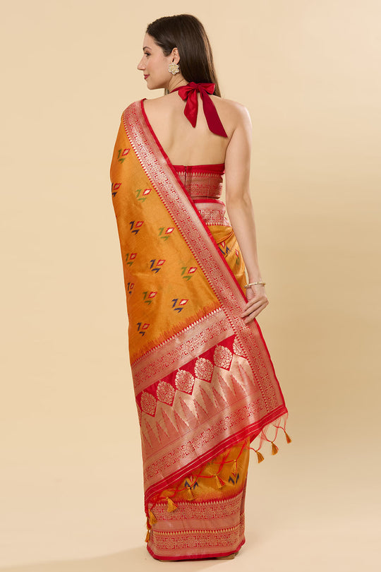 Kayla Yellow Floral Silk Woven Ready to Wear Saree