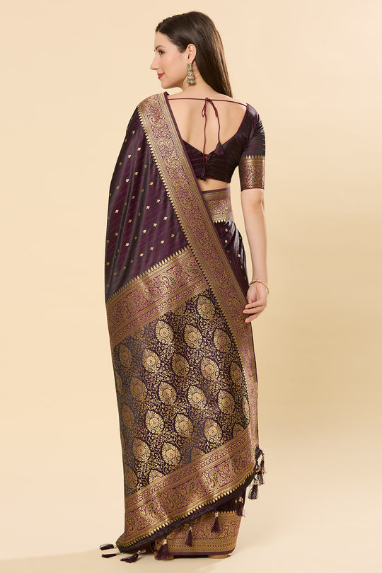 Malahi Dark Purple Art Silk Woven Ready to Wear Saree