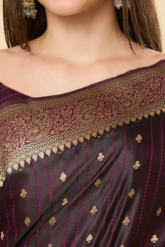 Malahi Dark Purple Art Silk Woven Ready to Wear Saree