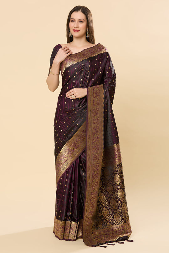 Malahi Dark Purple Art Silk Woven Ready to Wear Saree