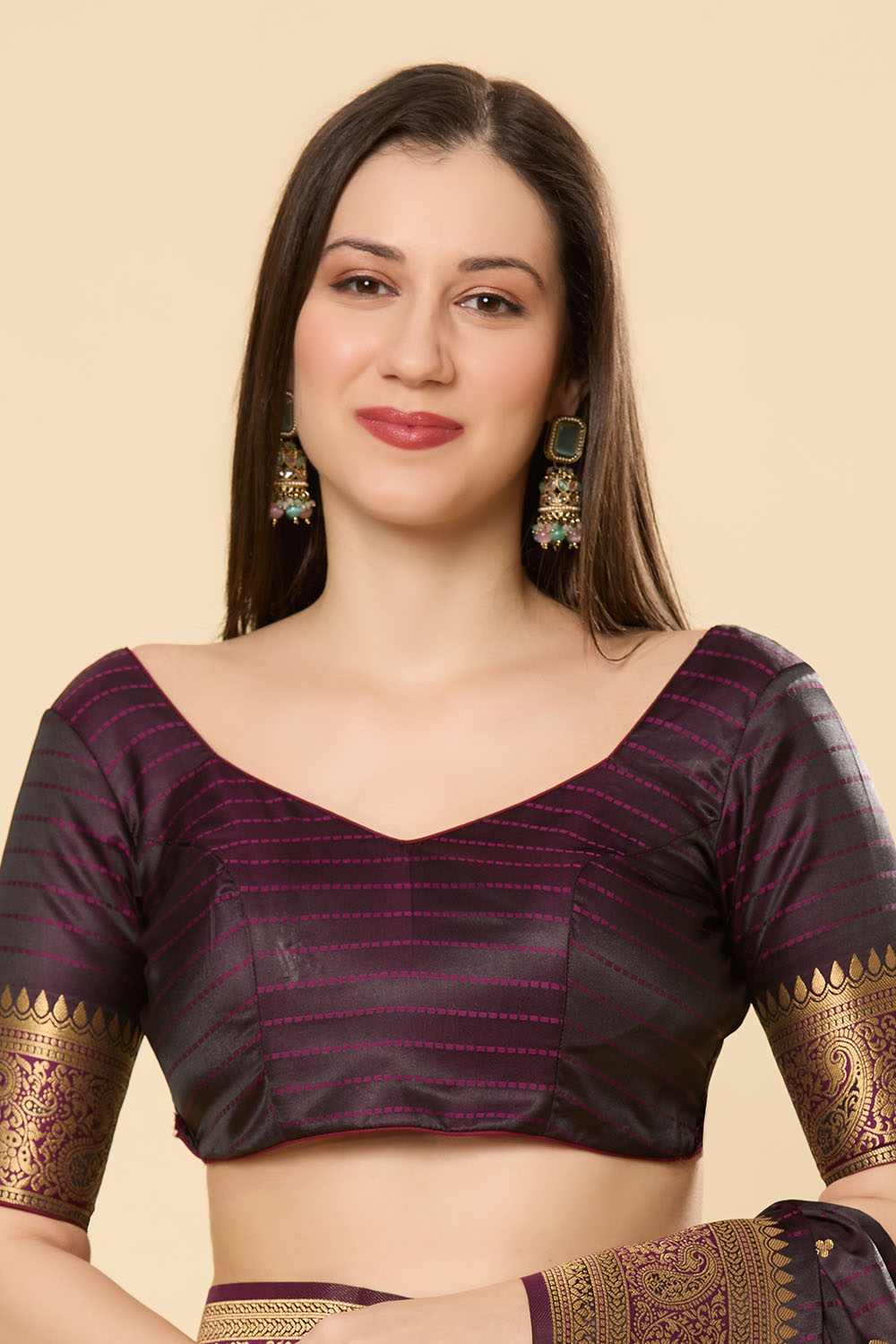 Malahi Dark Purple Art Silk Woven Ready to Wear Saree