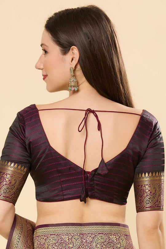 Malahi Dark Purple Art Silk Woven Ready to Wear Saree