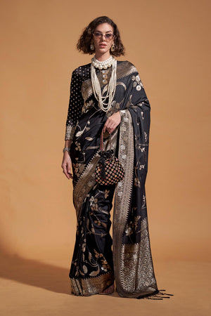 Paris Black Georgette Traditional One Minute Saree