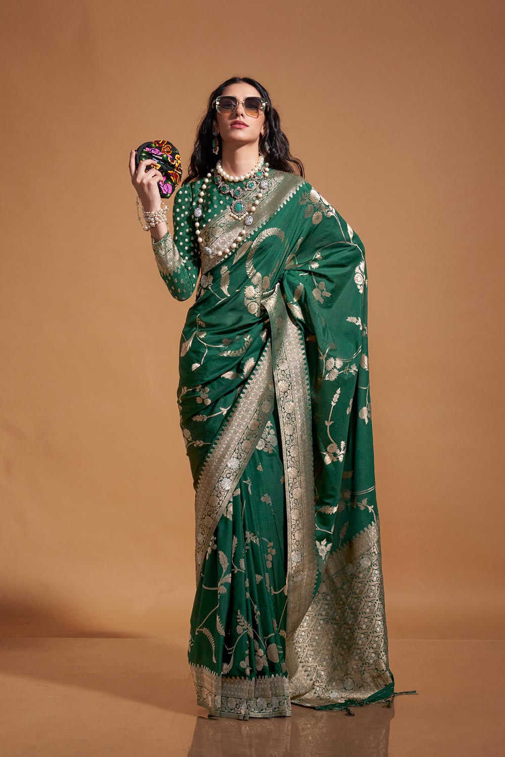 Paris Green Georgette Traditional One Minute Saree