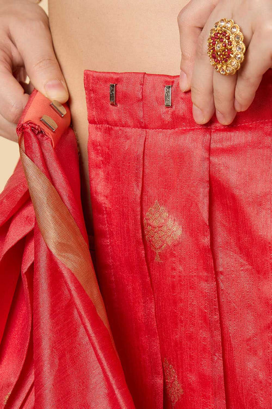 Prisha Pink Kanoi Silk Woven Floral Ready to Wear Saree