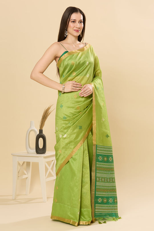Olivia Green Kanoi Silk Woven Floral Ready to Wear Saree