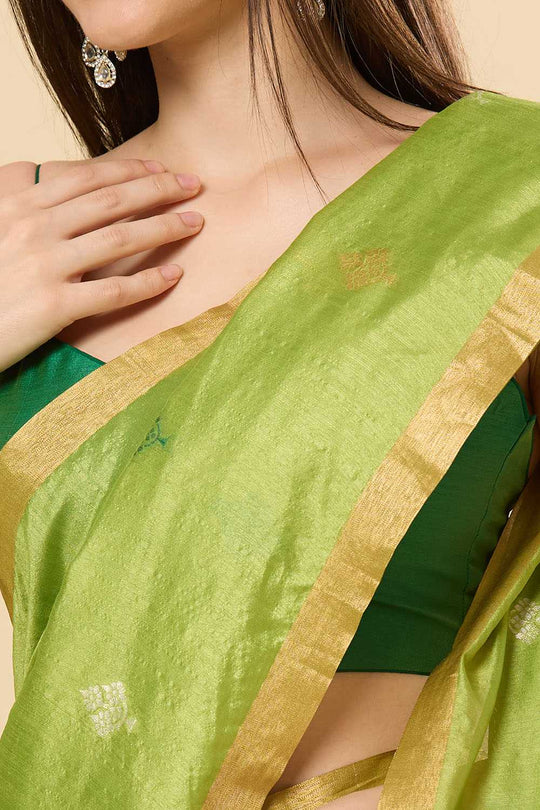 Olivia Green Kanoi Silk Woven Floral Ready to Wear Saree