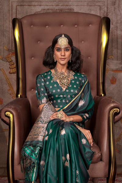 Shayna Pichwai Green Silk Foil Print Saree