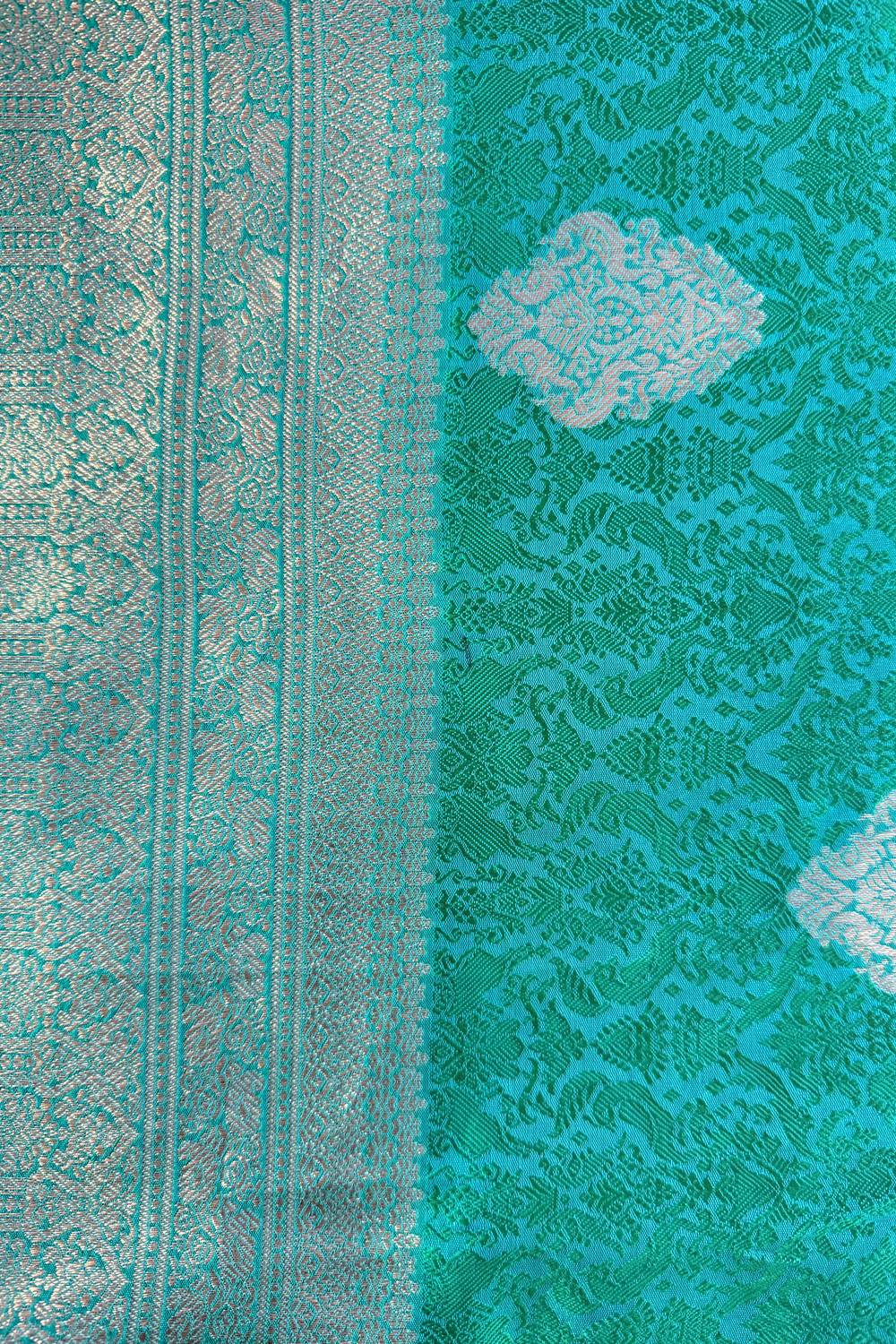 Auri Gold Green Silk Woven Ready to Wear One Minute Saree