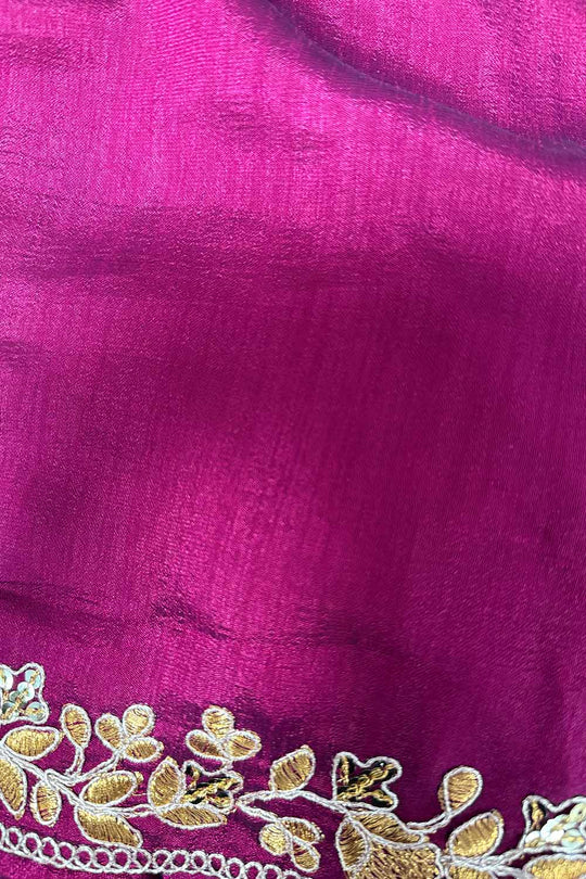 Aarya Pink Vichitra Silk Embellished One Minute Saree