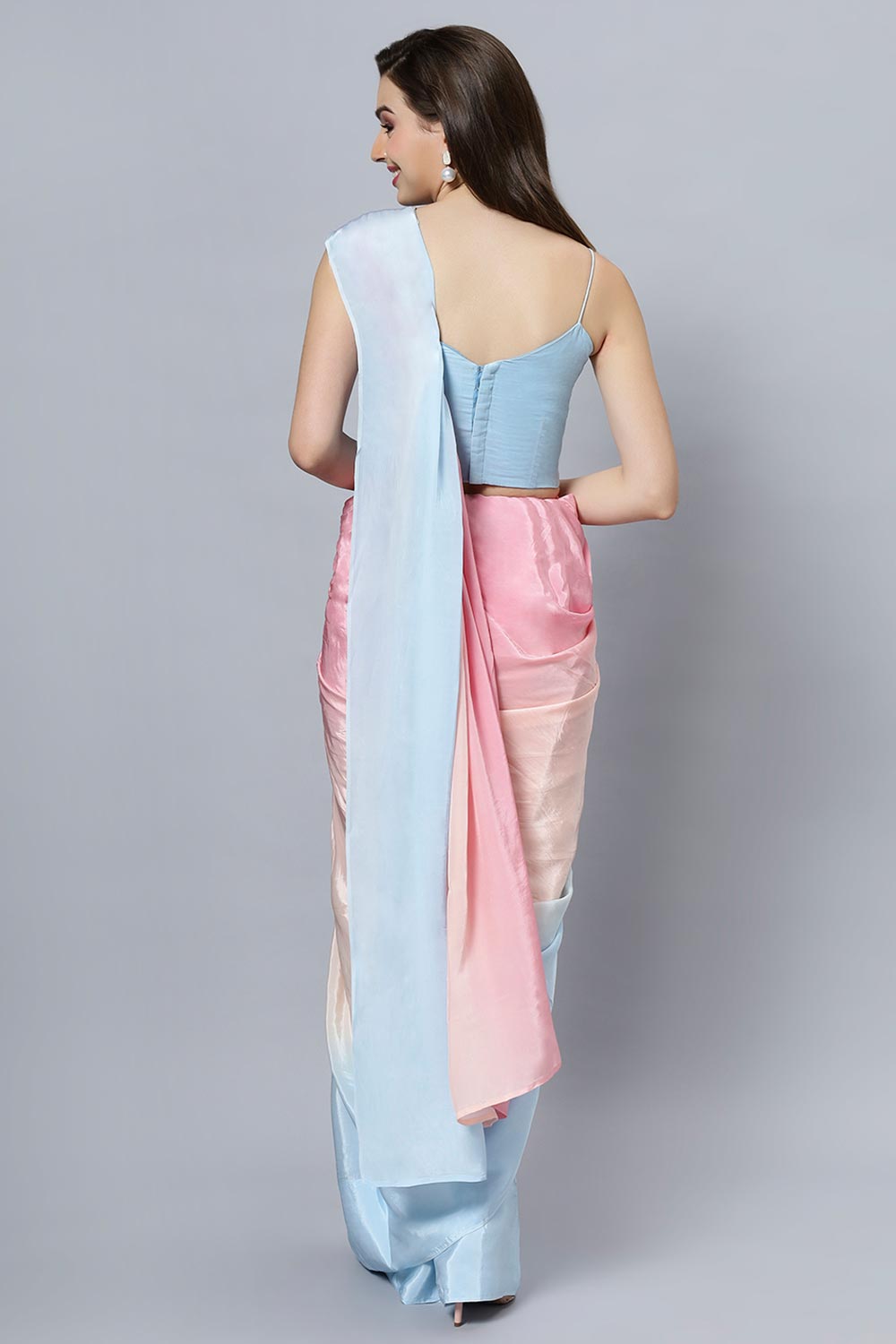 Alia Sky Blue Ombre Crepe Silk Ready2Ship One Minute Saree