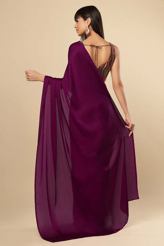 Bianca Burgundy Silk Ready2Ship One Minute Saree