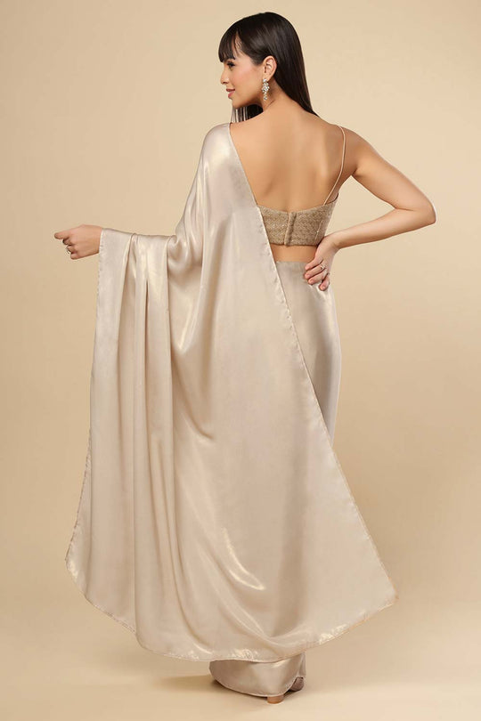 Deva Champagne Gold Silk Ready2Ship One Minute Saree