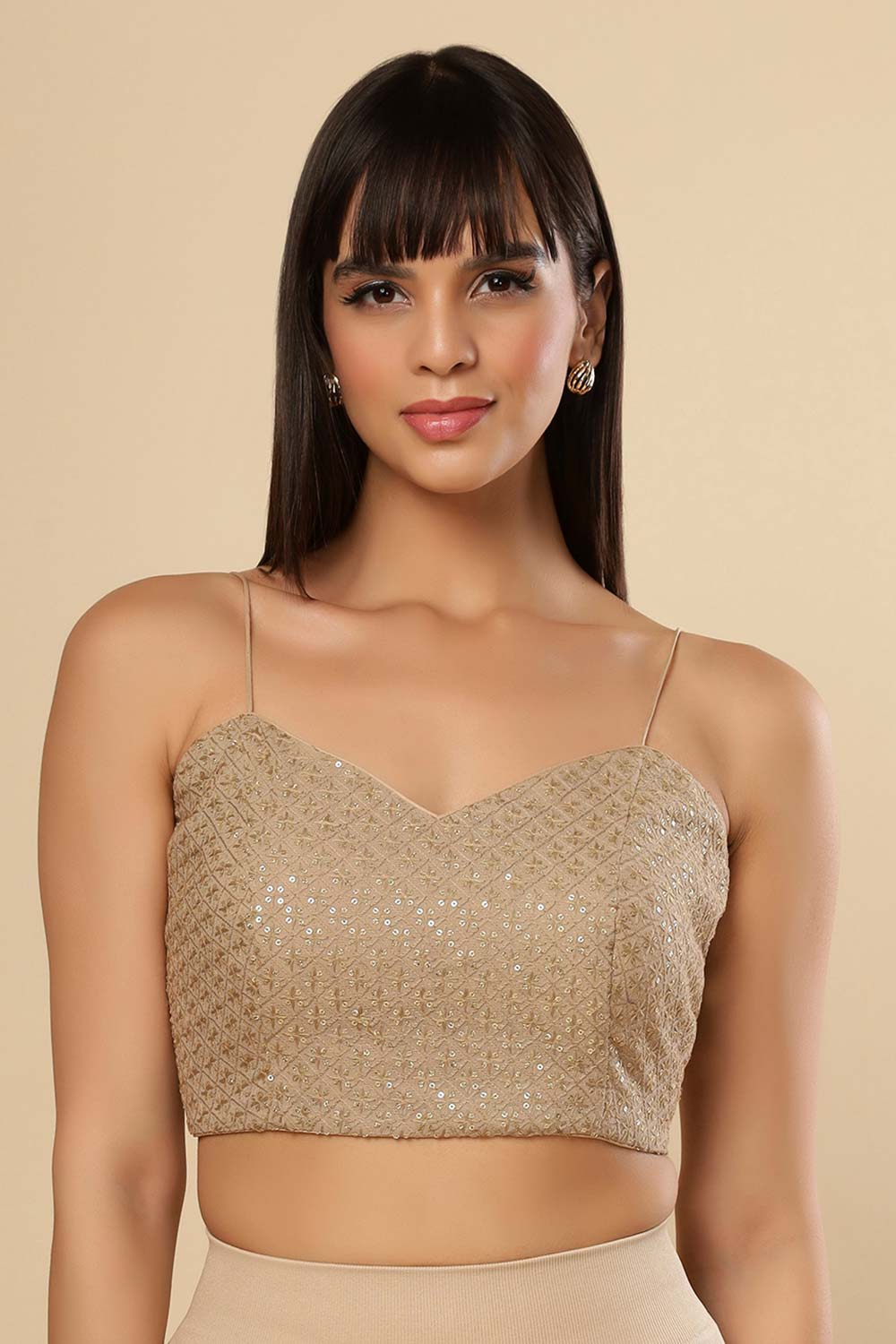 Deva Champagne Gold Shimmer One Minute Saree