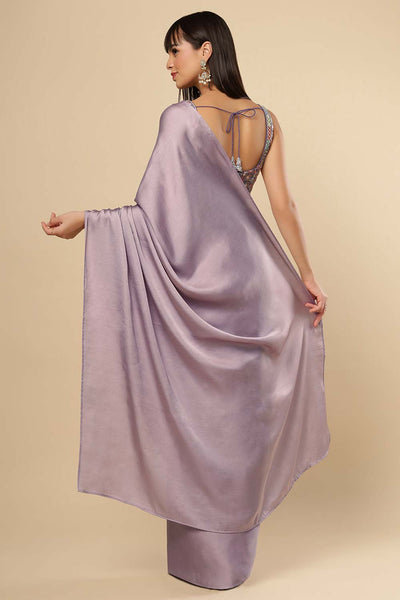 Neri Violet Grey Silk Ready2Ship Minute Saree