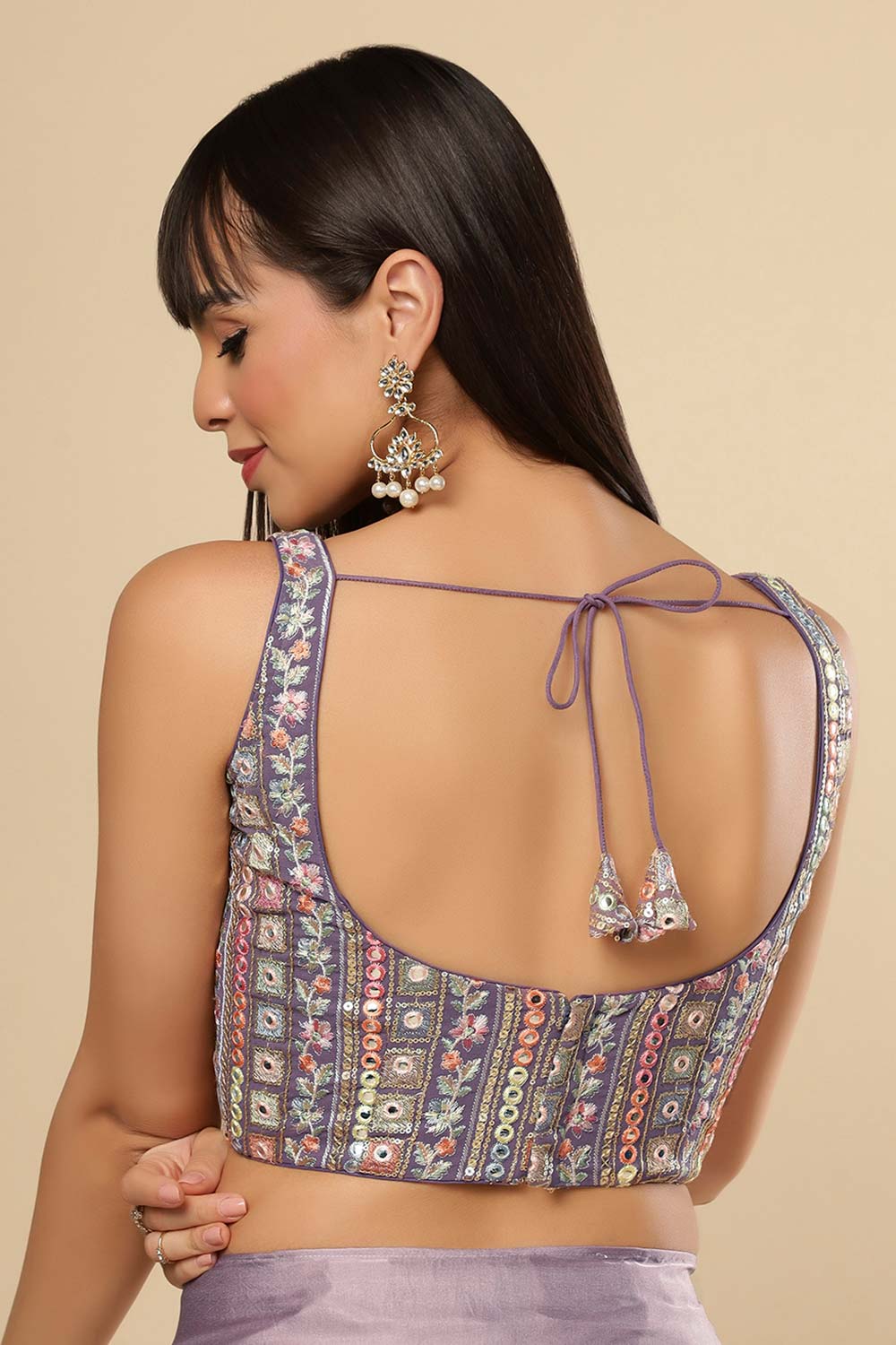 Neri Violet Grey Silk Shimmer Ready2Ship Blouse