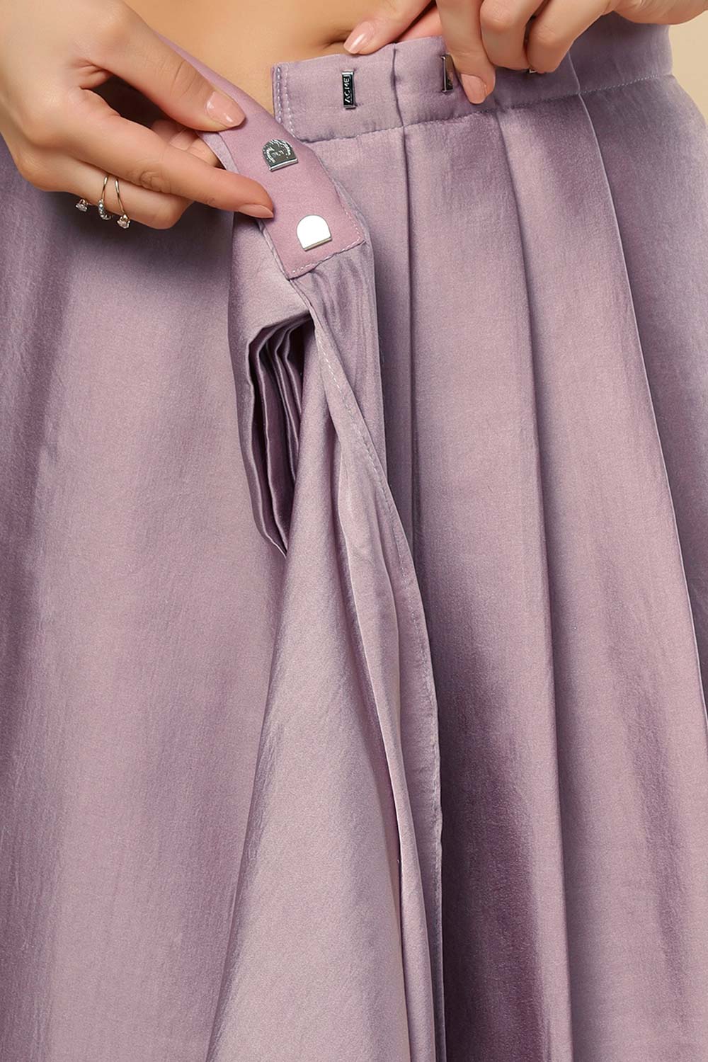 Neri Violet Grey Silk One Minute Saree Set with Shimmer Blouse & Belt