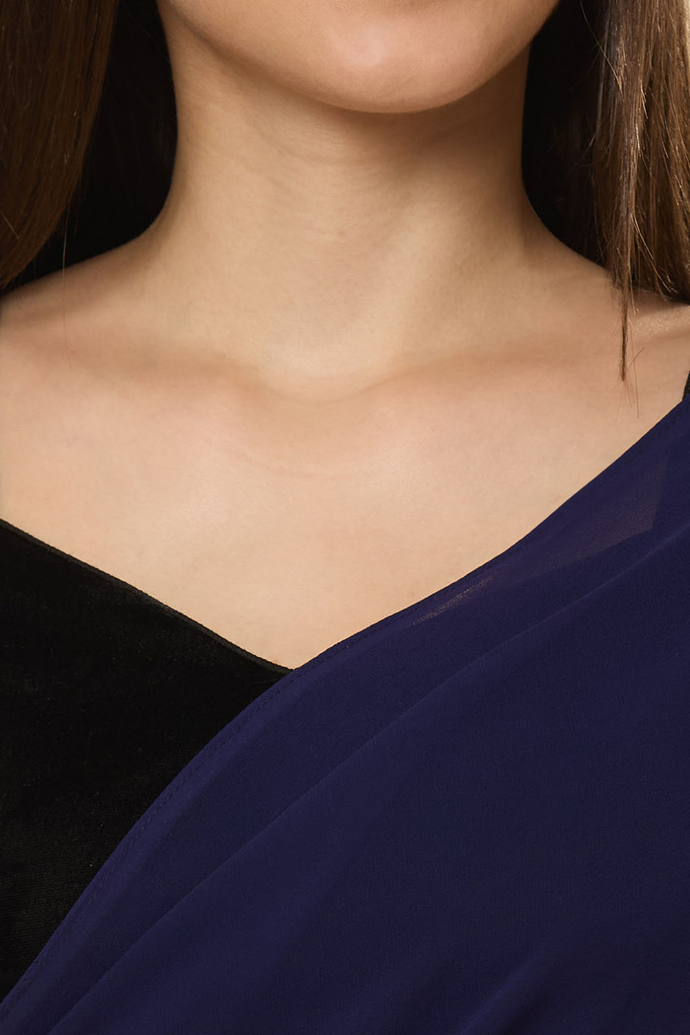 Ayla Dark Navy Georgette Ready to Wear Saree