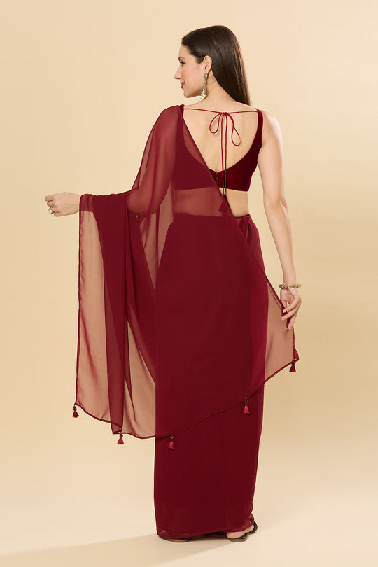 Misha Maroon Georgette Ready to Wear Saree