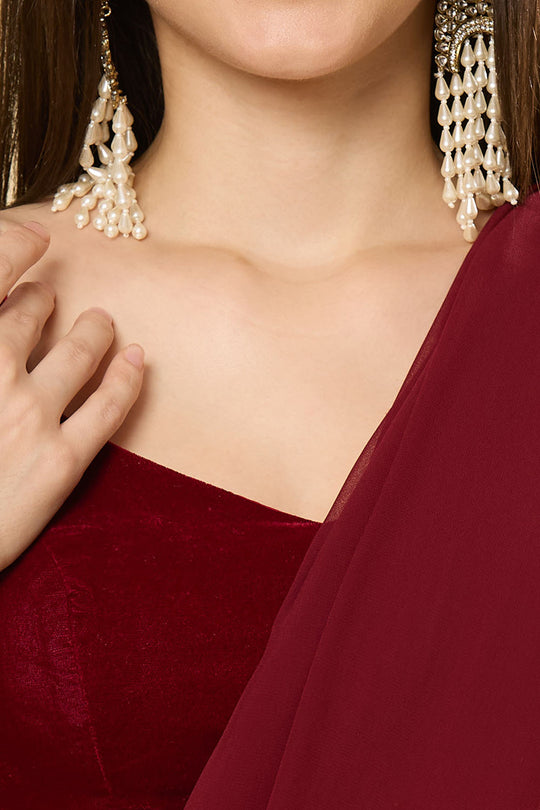 Misha Maroon Georgette Ready to Wear Saree