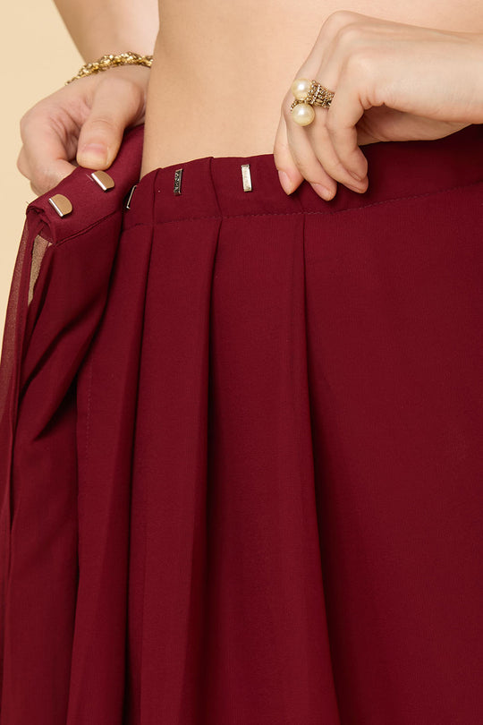 Misha Maroon Georgette Ready to Wear Saree