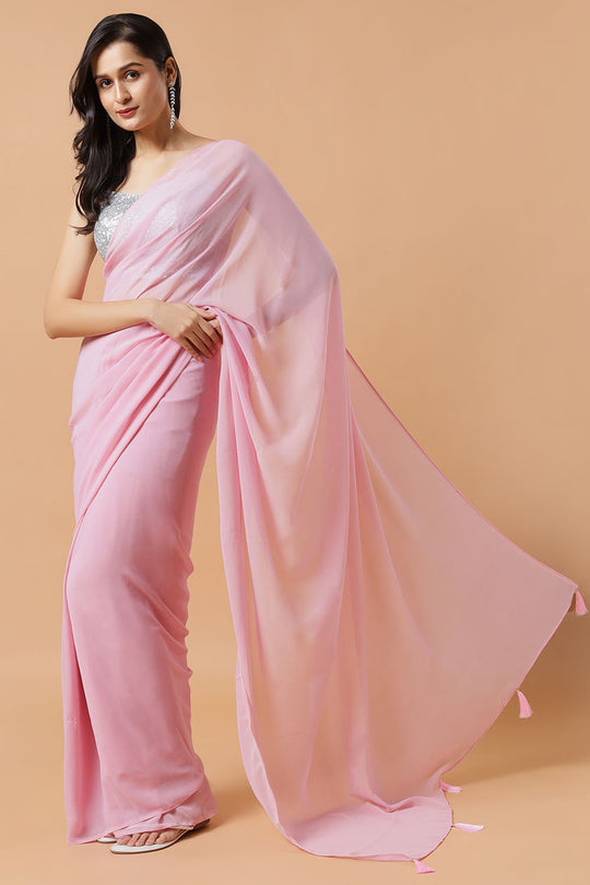 Shayla Dusty Pink Georgette Ready to Wear Saree