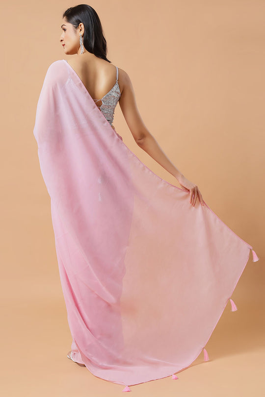 Shayla Dusty Pink Georgette Ready to Wear Saree