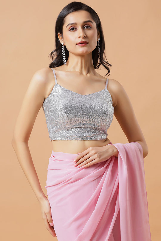 Shayla Dusty Pink Georgette Ready to Wear Saree