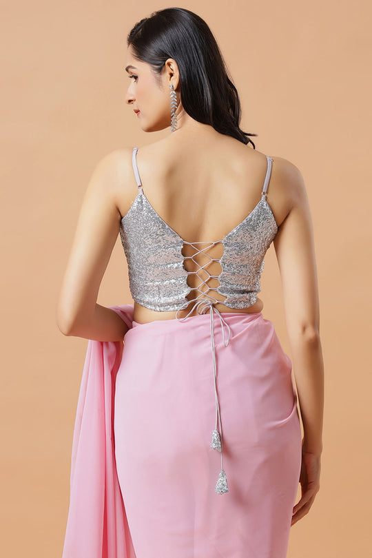 Shayla Dusty Pink Georgette Ready to Wear Saree