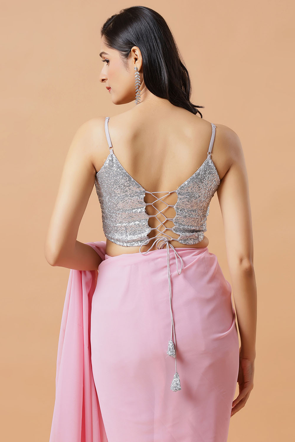 Shayla Dusty Pink Dusty Pink Georgette One Minute Saree