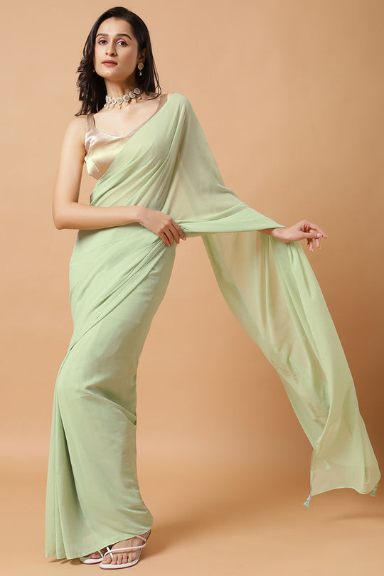Pari Key Lime Green Georgette Ready to Wear Saree